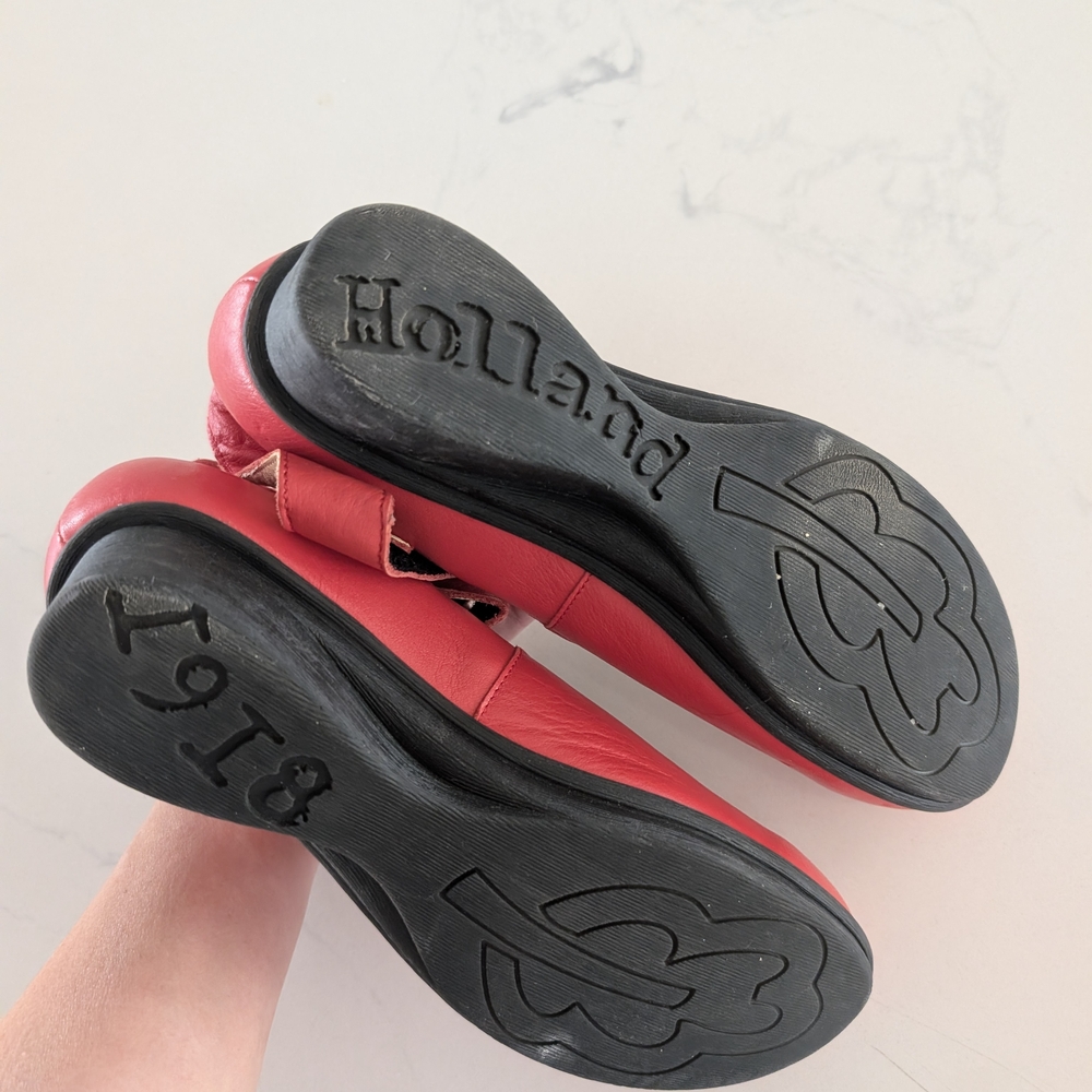 Loints Of Holland Women's Fire Red Leather Shoes Size 10 - Picture 5 of 7